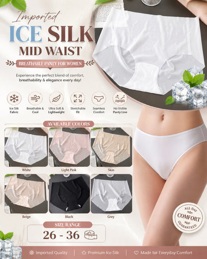 Imported Ice Silk Mid Waist Breathable Panty for Women