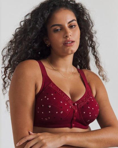 Printed Front Open Cotton Nursing Bra